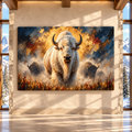 White American Bison Wrapped Canvas Wall Art – Rare White Buffalo Herd Painting
