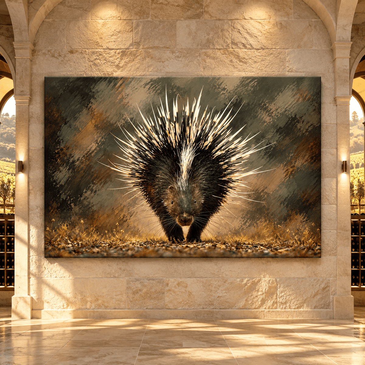 Crested Porcupine Wrapped Canvas Wall Art – African Porcupine Wildlife Painting - ART OF ROYALS