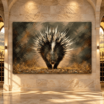 Crested Porcupine Wrapped Canvas Wall Art – African Porcupine Wildlife Painting - ART OF ROYALS
