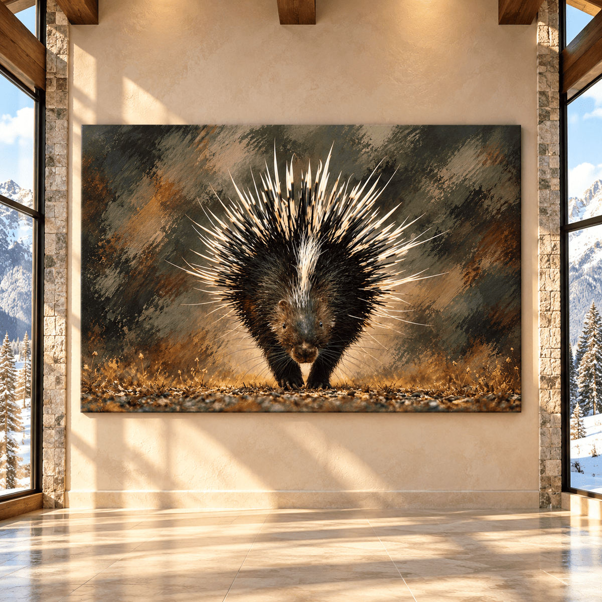 Crested Porcupine Wrapped Canvas Wall Art – African Porcupine Wildlife Painting - ART OF ROYALS