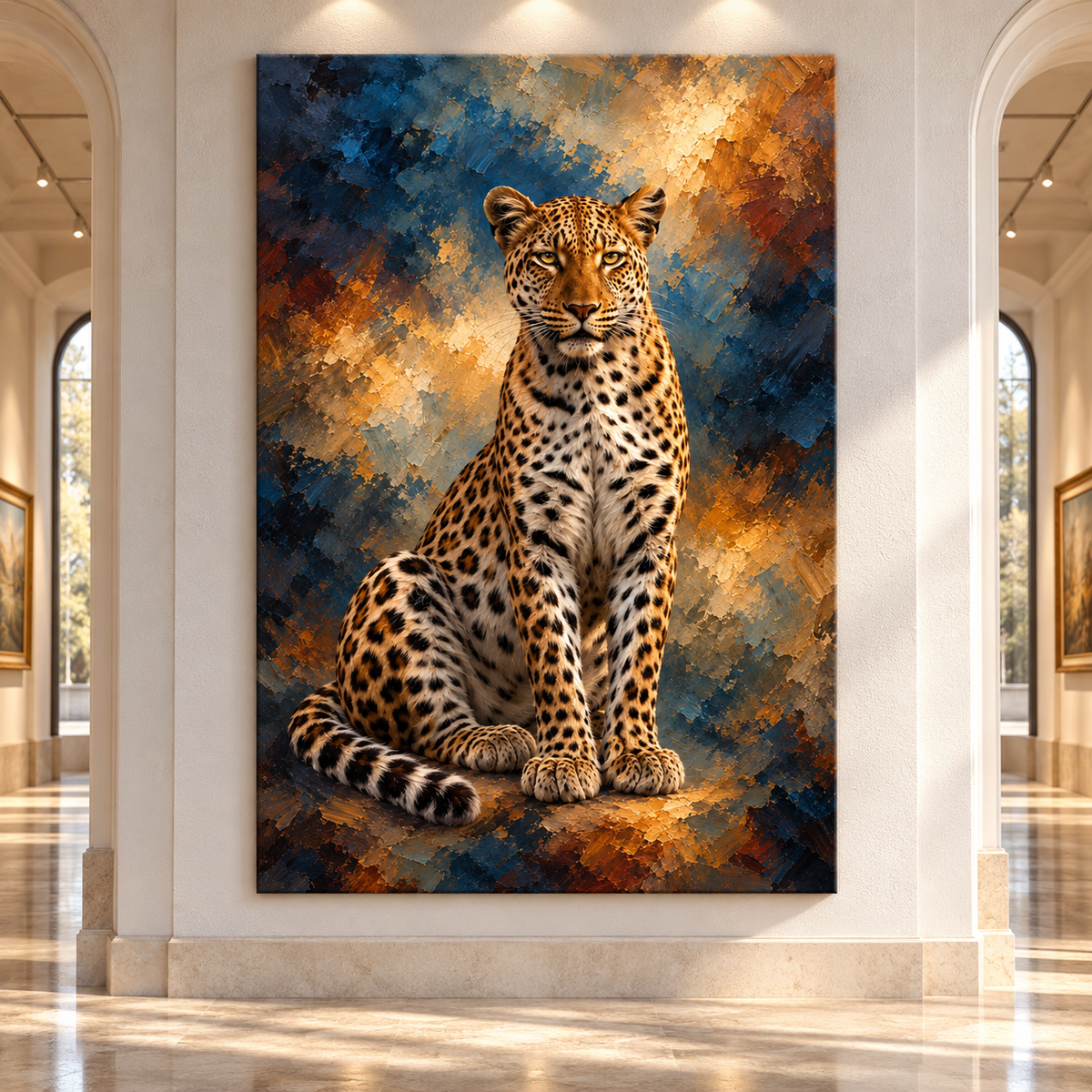 African Leopard Portrait Wrapped Canvas Wall Art – Panthera Pardus Wildlife Painting