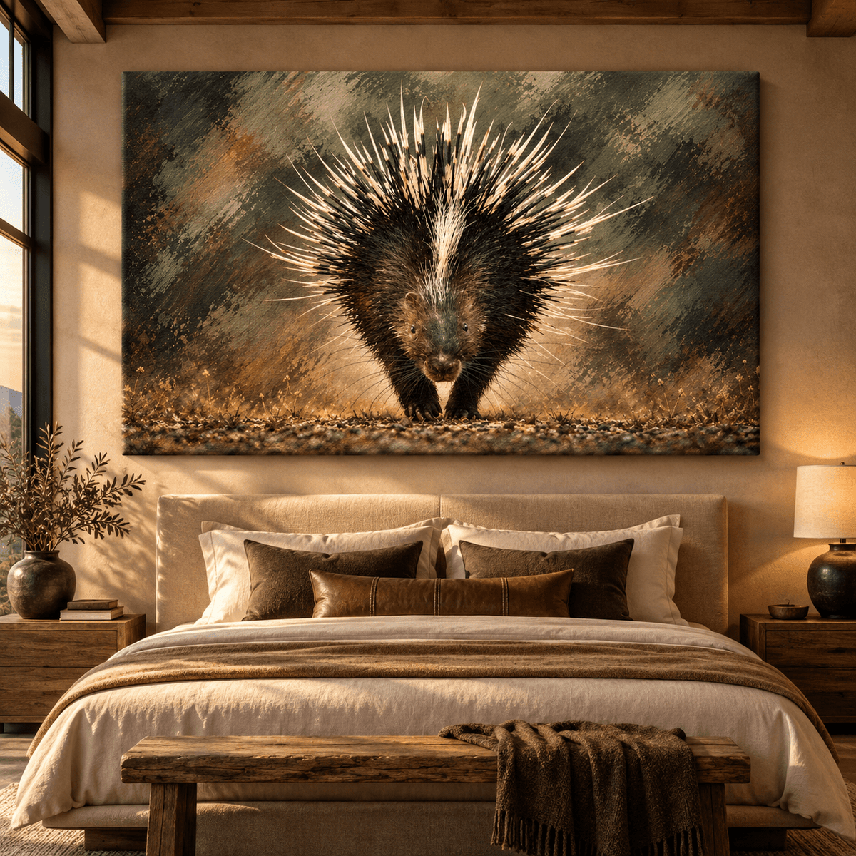 Crested Porcupine Wrapped Canvas Wall Art – African Porcupine Wildlife Painting - ART OF ROYALS
