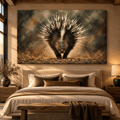 Crested Porcupine Wrapped Canvas Wall Art – African Porcupine Wildlife Painting - ART OF ROYALS
