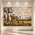 I Still Believe in Amazing Grace Canvas Wall Art – Rustic Christian Cross and Farmhouse Barn Painting
