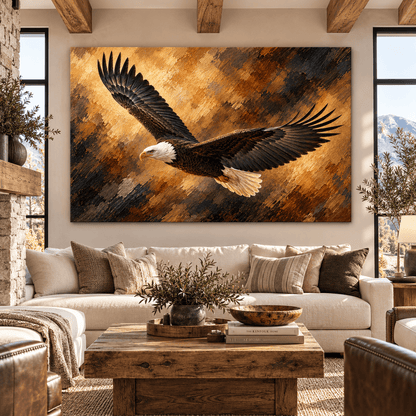 Soaring Bald Eagle Canvas Wall Art – Majestic American Eagle in Flight Oil Painting - ART OF ROYALS