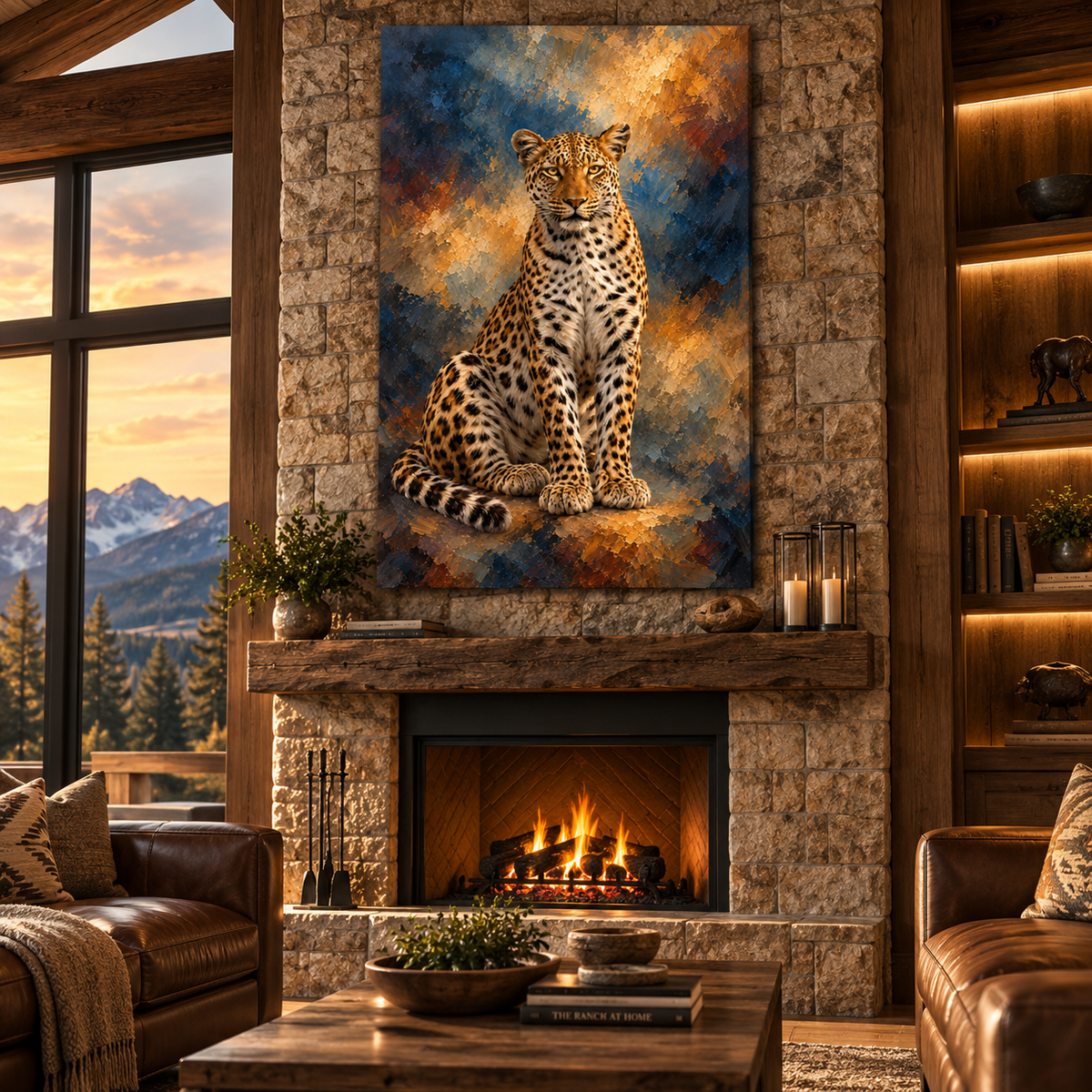 African Leopard Portrait Wrapped Canvas Wall Art – Panthera Pardus Wildlife Painting