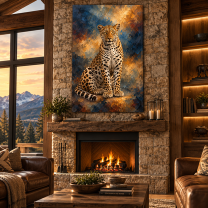 African Leopard Portrait Wrapped Canvas Wall Art – Panthera Pardus Wildlife Painting