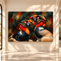 King Vulture Pair Wrapped Canvas Wall Art – Colorful Tropical Vulture Wildlife Painting