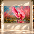 Roseate Spoonbill Wrapped Canvas Wall Art – Pink Wetland Bird Wildlife Painting