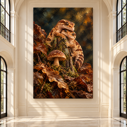 Crested Gecko Pair Wrapped Canvas Wall Art – Woodland Reptile Painting