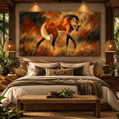 Maned Wolf Wrapped Canvas Wall Art – Chrysocyon Brachyurus Wildlife Painting - ART OF ROYALS