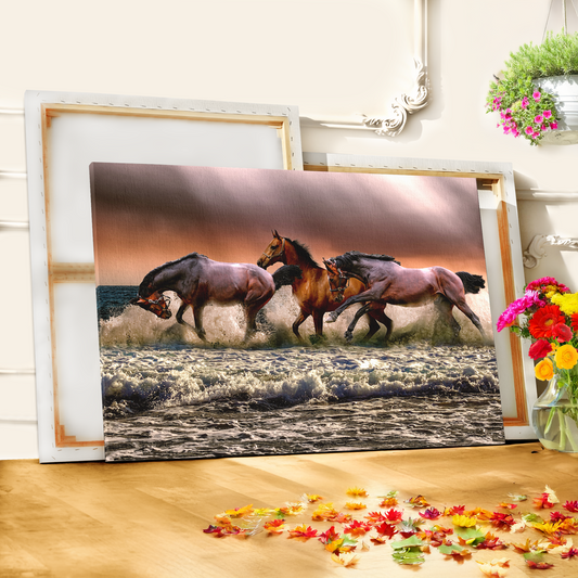 Untamed Horses Galloping Canvas Wall Art