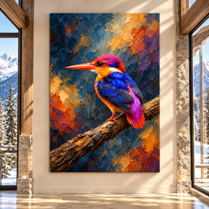 Colorful Oriental Dwarf Kingfisher Wrapped Canvas Wall Art – Vibrant Tropical Bird Painting - ART OF ROYALS