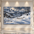 Stoat in Winter Snow Wrapped Canvas Wall Art – Ermine Running Through Alpine Landscape Painting