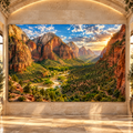 Zion Canyon Valley at Golden Sunset Wrapped Canvas Wall Art – Majestic Southwest Mountain Landscape Print