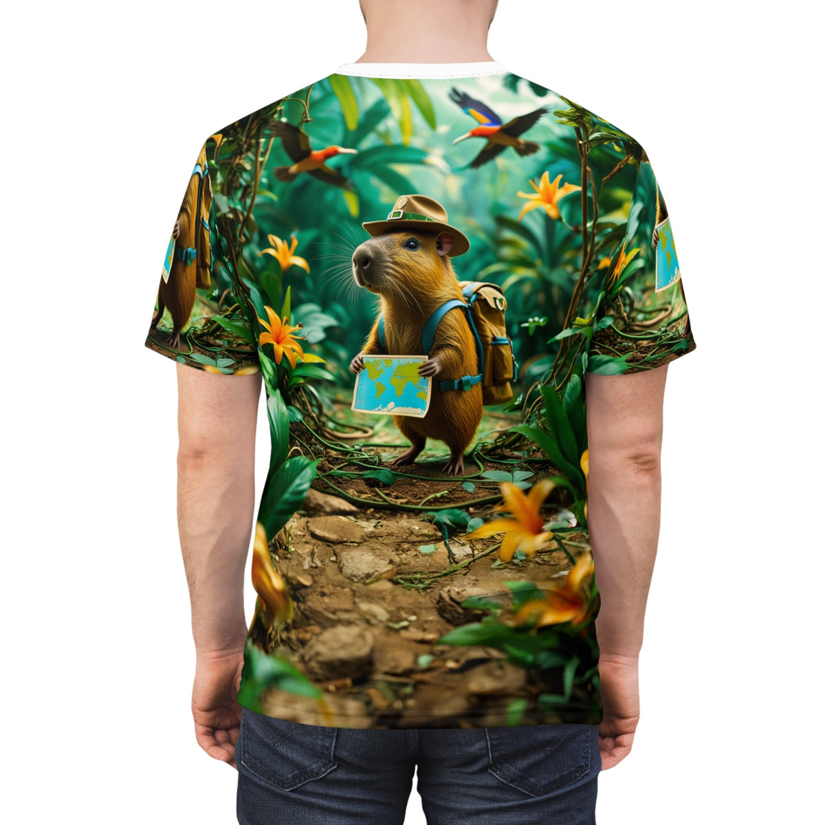 Adventurous Capybara – Thriller Forest Explorer T-Shirt 🏕️✨ - ART OF ROYALS