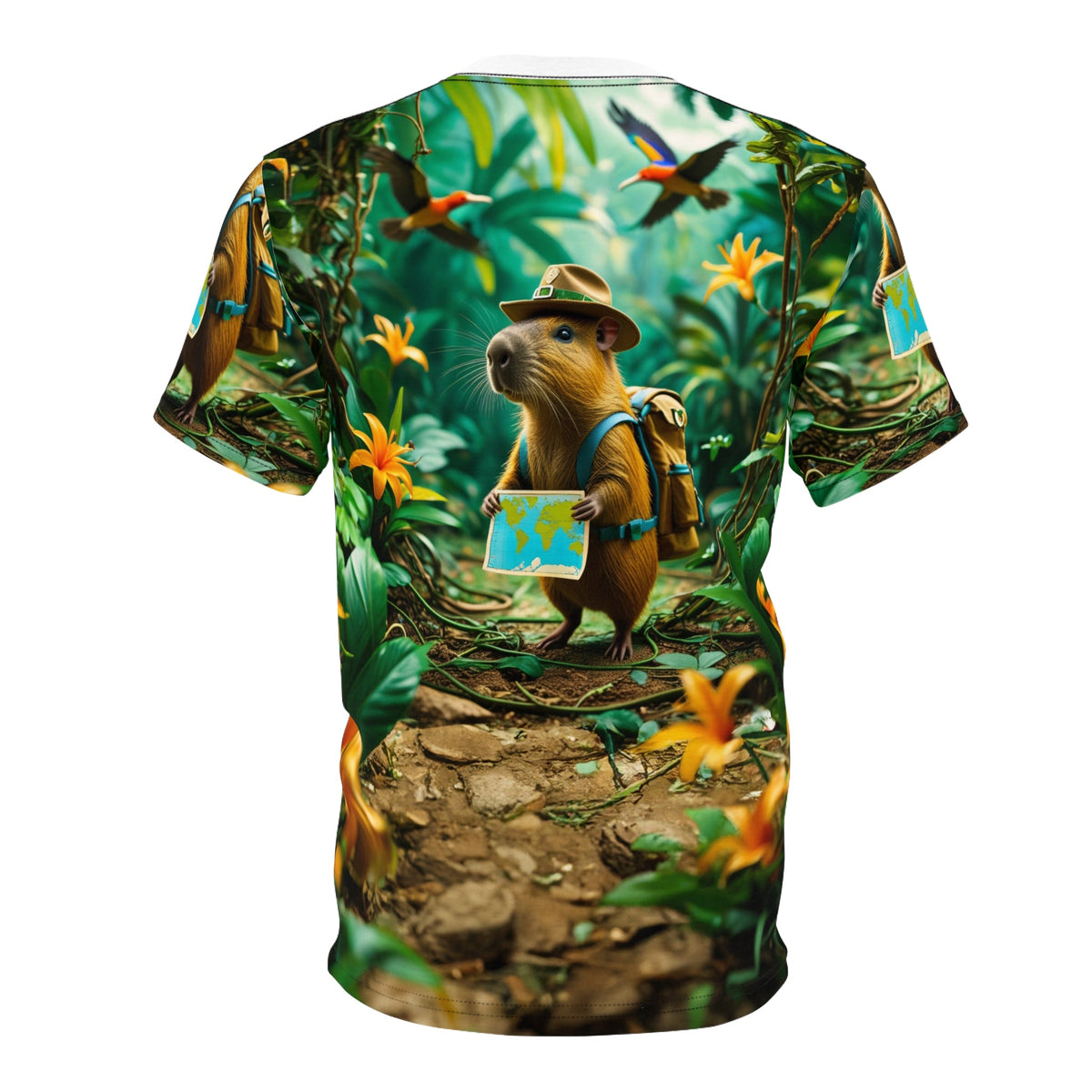Adventurous Capybara – Thriller Forest Explorer T-Shirt 🏕️✨ - ART OF ROYALS