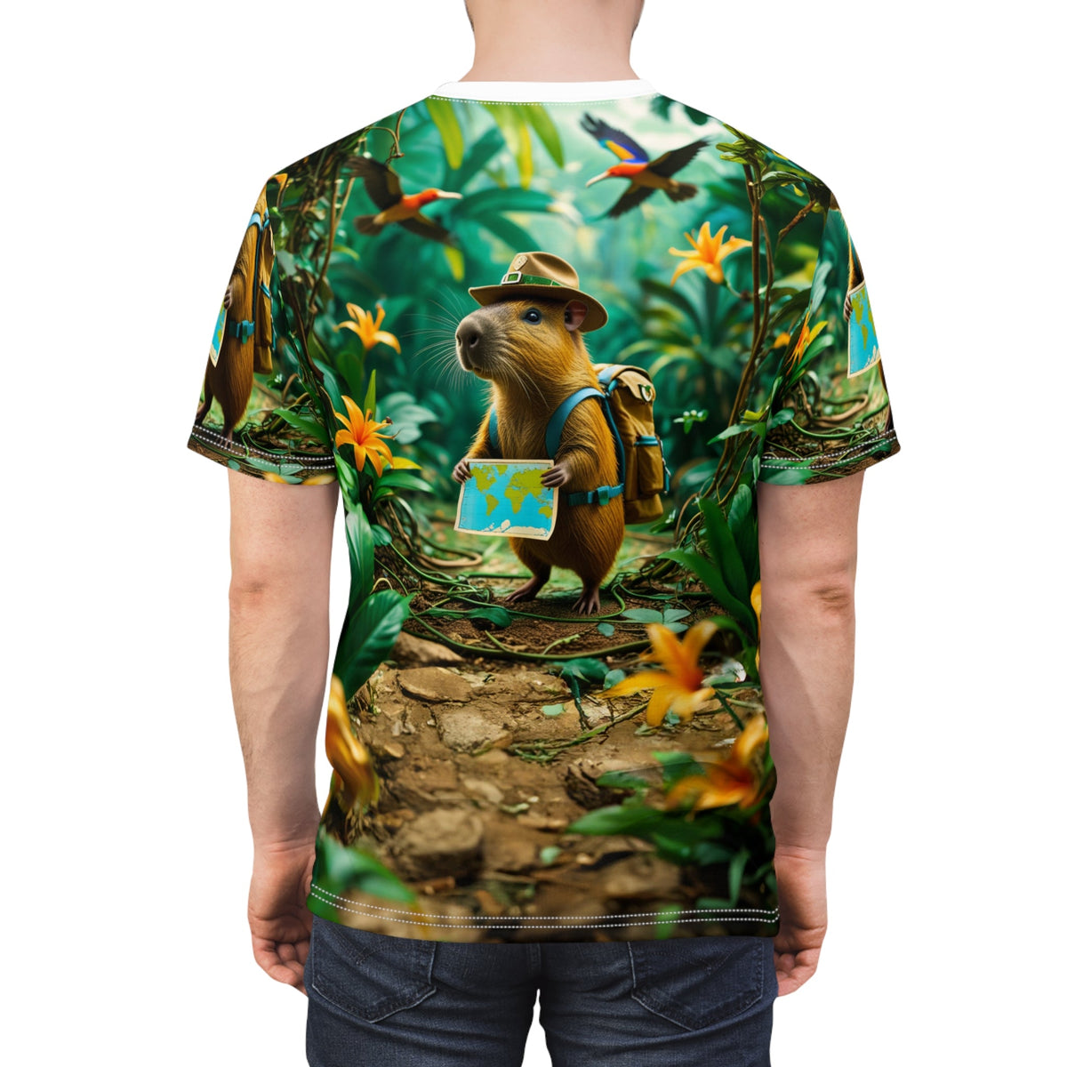 Adventurous Capybara – Thriller Forest Explorer T-Shirt 🏕️✨ - ART OF ROYALS