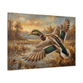 Autumn Flight Majestic Mallard Duck Canvas Wall Art – Rustic Wildlife Wetland Decor