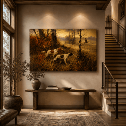 Autumn Flush – Sporting Dogs in the Golden Field Canvas Wall Art - ART OF ROYALS