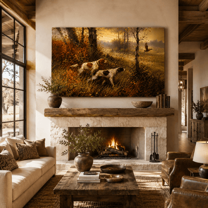 Autumn Flush – Sporting Dogs in the Golden Field Canvas Wall Art - ART OF ROYALS