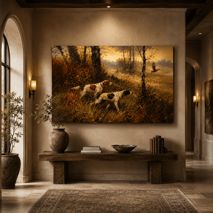 Autumn Flush – Sporting Dogs in the Golden Field Canvas Wall Art - ART OF ROYALS