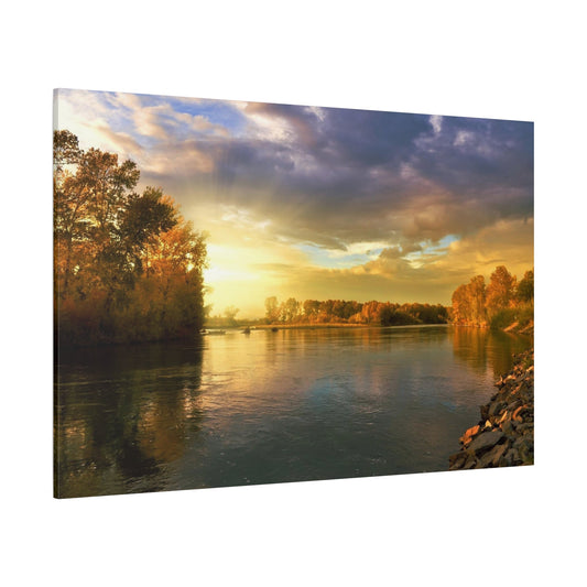 Autumn River Serenity – Nature’s Golden Reflection - ART OF ROYALS