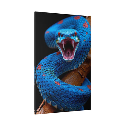 Azure Fury Blue Viper Canvas Wall Art – Exotic Snake Wall Decor for Modern Interiors - ART OF ROYALS