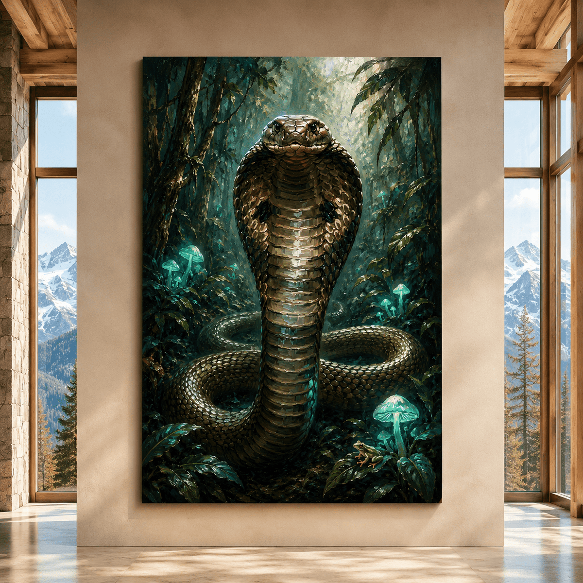 Enchanted Forest Cobra Wrapped Canvas Wall Art – Mystical Fantasy Painting Print - ART OF ROYALS