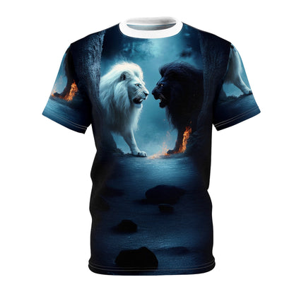 Battle of Legends – White vs. Black Lion T-Shirt - ART OF ROYALS