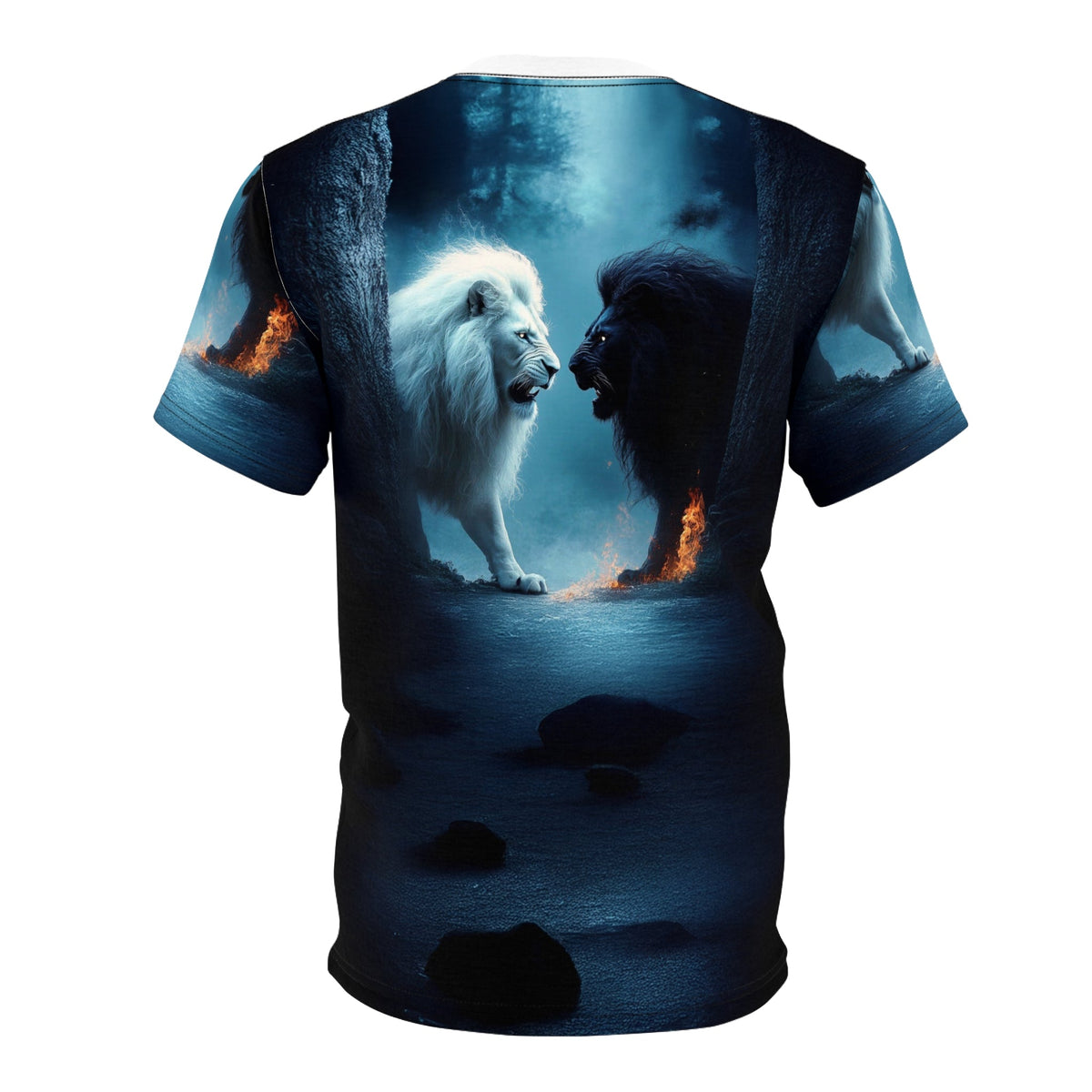 Battle of Legends – White vs. Black Lion T-Shirt - ART OF ROYALS
