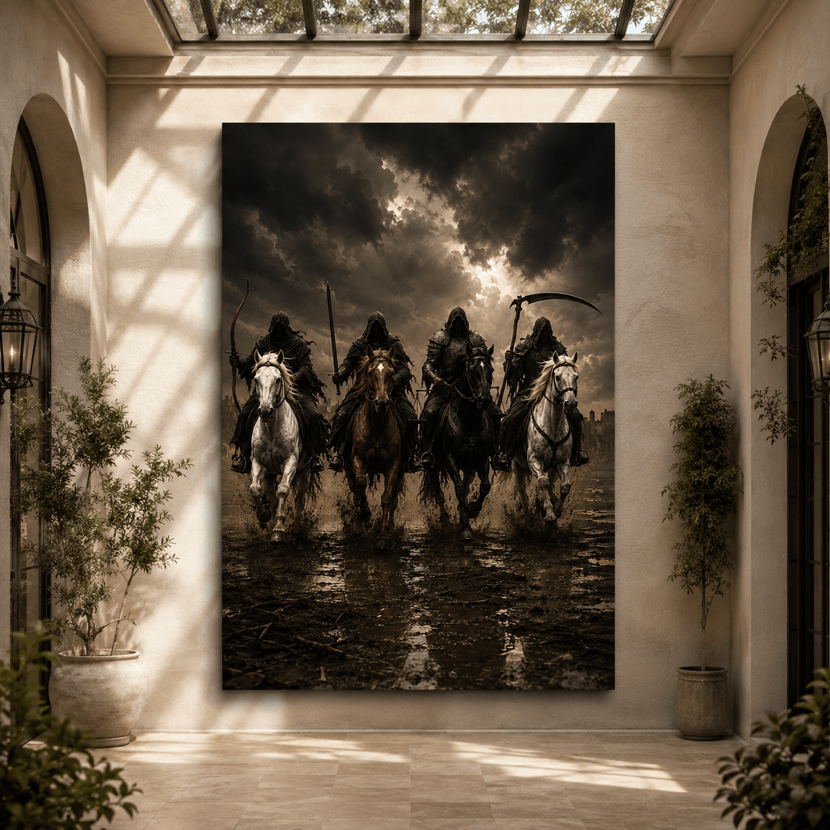 Four Horsemen of the Apocalypse Wrapped Canvas Wall Art – Dark Biblical Riders Print - ART OF ROYALS