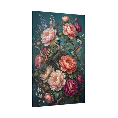 Birds Among Peonies Canvas Wall Art – Elegant Floral Bird Painting for Luxury Home Decor - ART OF ROYALS