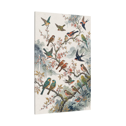 Blossoms Song Bird Canvas Wall Art – Cherry Blossom Spring Nature Decor for Elegant Interiors - ART OF ROYALS