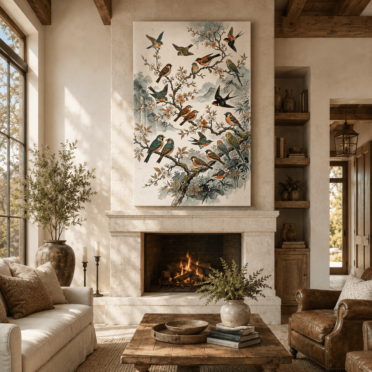 Blossoms Song Bird Canvas Wall Art – Cherry Blossom Spring Nature Decor for Elegant Interiors - ART OF ROYALS