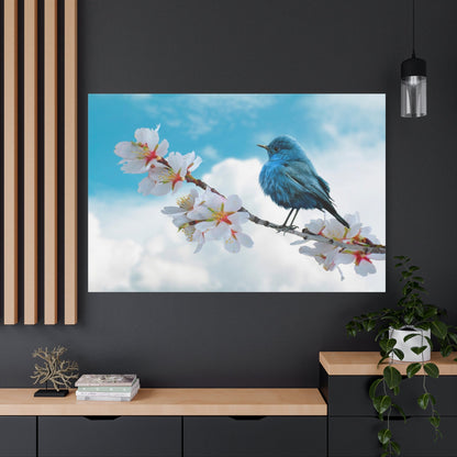 Blue Bird Canvas Wall Art – Graceful Sky Serenity - ART OF ROYALS