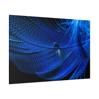 Blue Feather Macro Canvas Wall Art – Luxury Abstract Nature Photography Print - ART OF ROYALS
