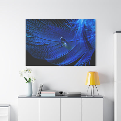 Blue Feather Macro Canvas Wall Art – Luxury Abstract Nature Photography Print - ART OF ROYALS