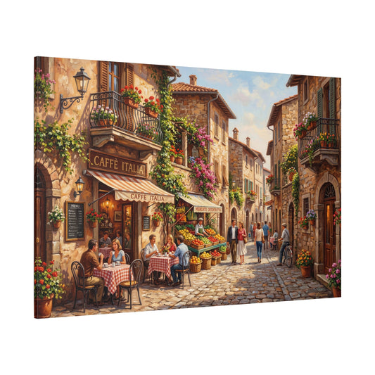 Caffè Italia Charming Italian Village Canvas Wall Art – European Café Street Decor - ART OF ROYALS