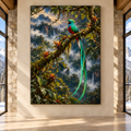 Resplendent Quetzal Wrapped Canvas Wall Art – Tropical Cloud Forest Bird Painting