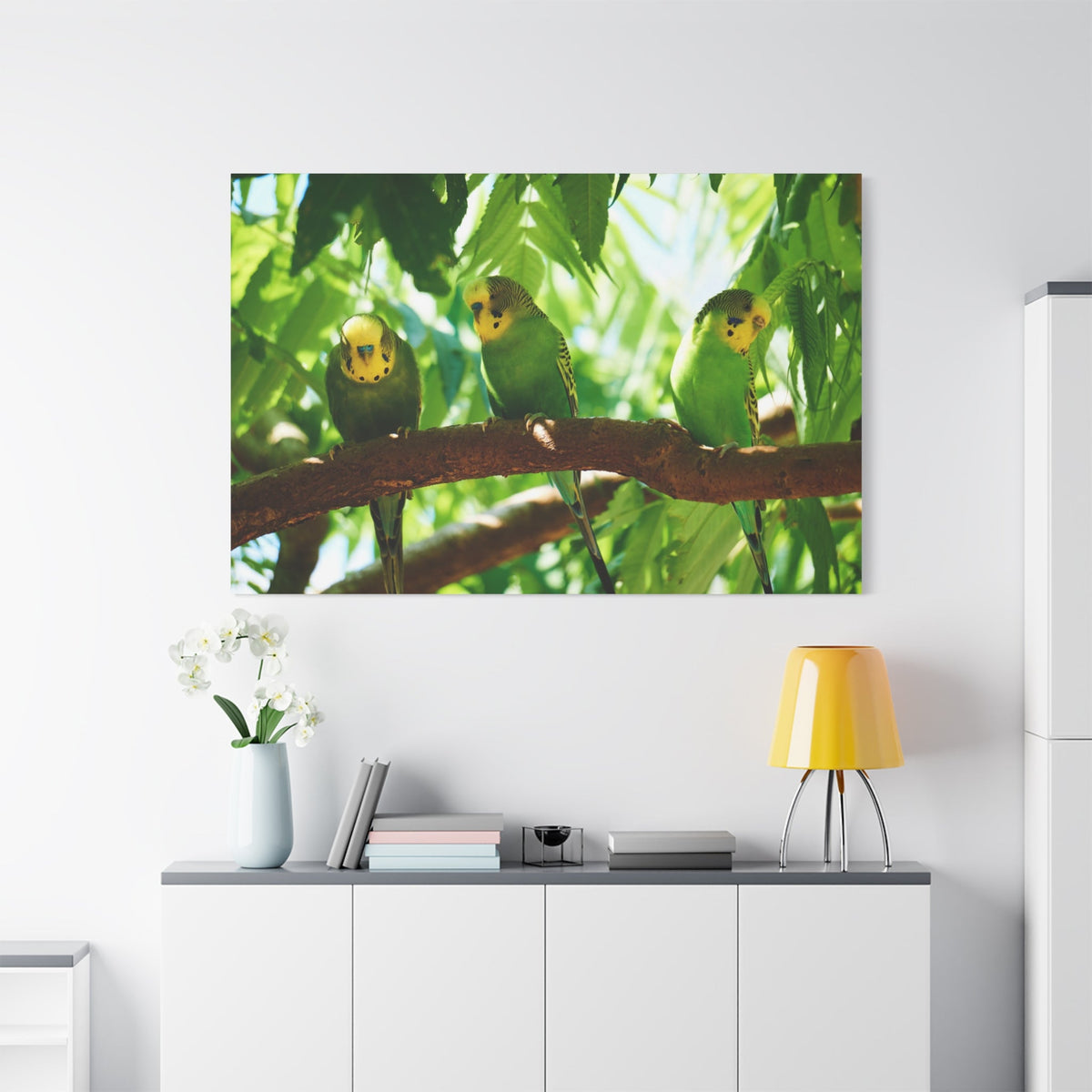 Charming Budgie Canvas Wall Art – Luxury Tropical Bird Wildlife Print - ART OF ROYALS