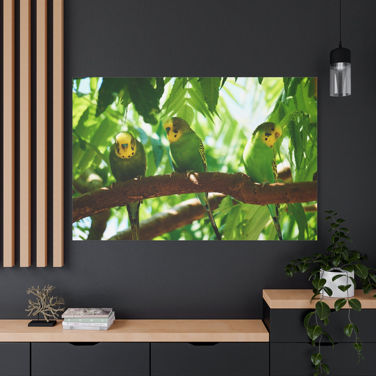 Charming Budgie Canvas Wall Art – Luxury Tropical Bird Wildlife Print - ART OF ROYALS