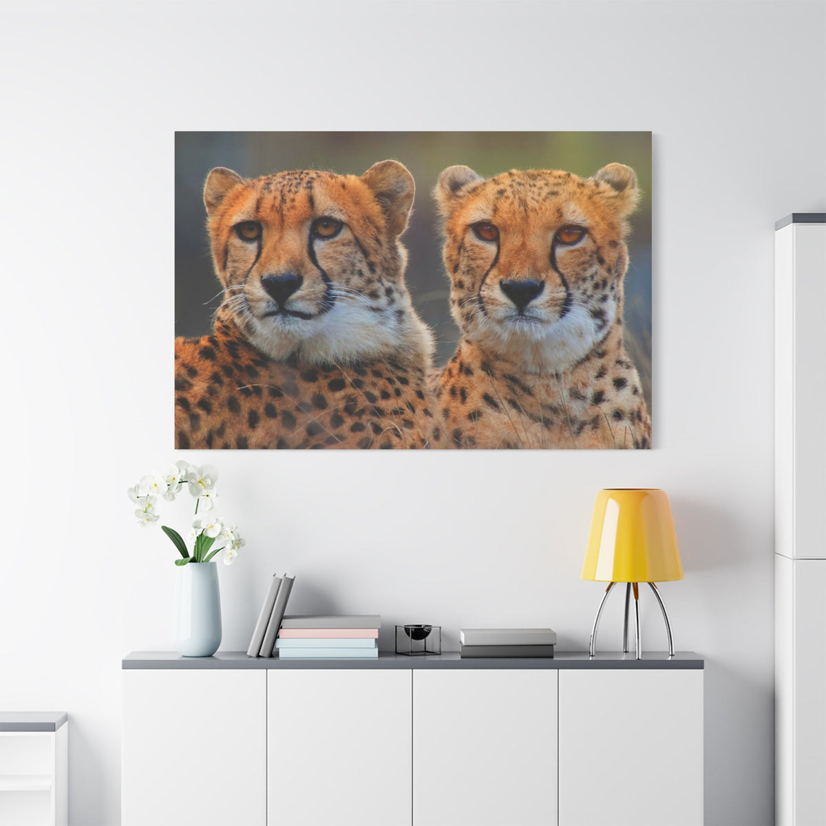 Cheetah Pair Canvas Wall Art – Majestic Wild Cats Print - ART OF ROYALS
