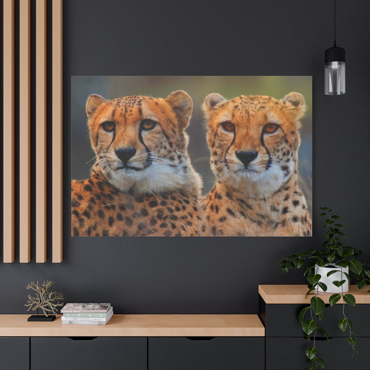 Cheetah Pair Canvas Wall Art – Majestic Wild Cats Print - ART OF ROYALS