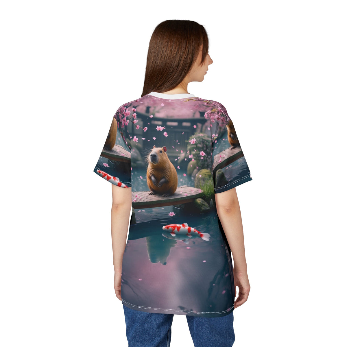 Cherry Blossom Serenity – Zen Capybara T-Shirt 🌸🦫 - ART OF ROYALS