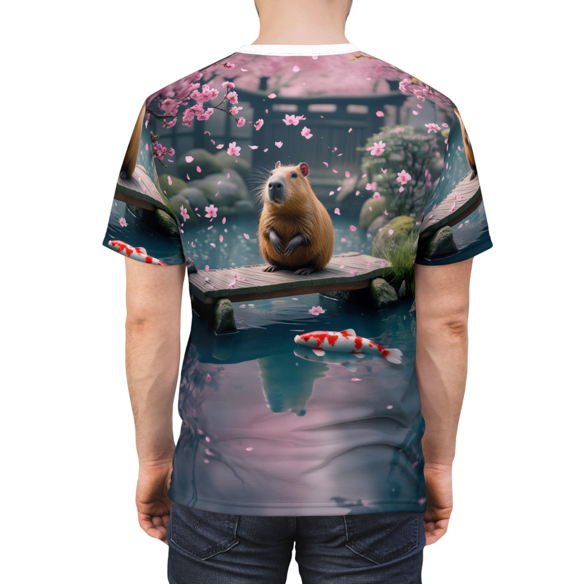 Cherry Blossom Serenity – Zen Capybara T-Shirt 🌸🦫 - ART OF ROYALS