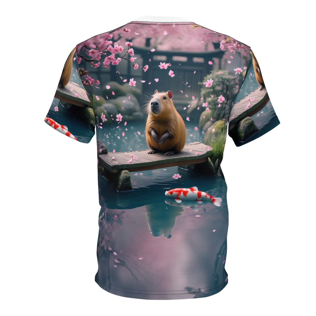 Cherry Blossom Serenity – Zen Capybara T-Shirt 🌸🦫 - ART OF ROYALS