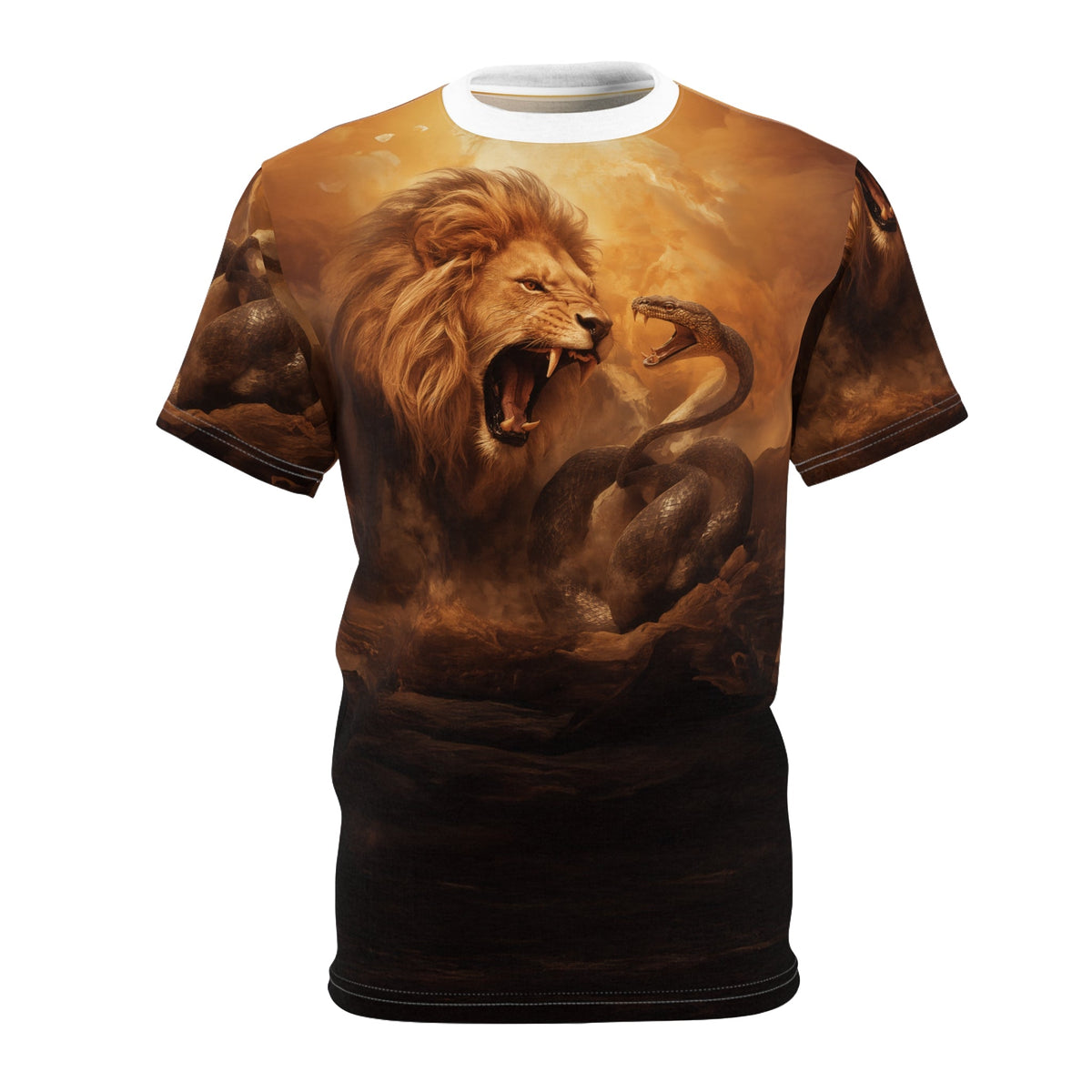 🦁 Clash of Kings – Lion vs Serpent T-Shirt - ART OF ROYALS