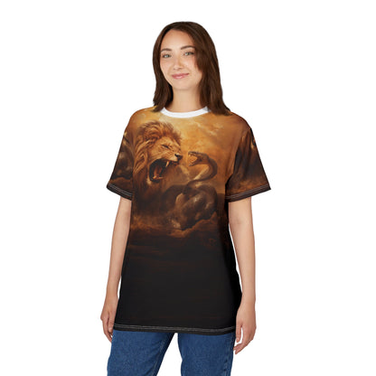 🦁 Clash of Kings – Lion vs Serpent T-Shirt - ART OF ROYALS