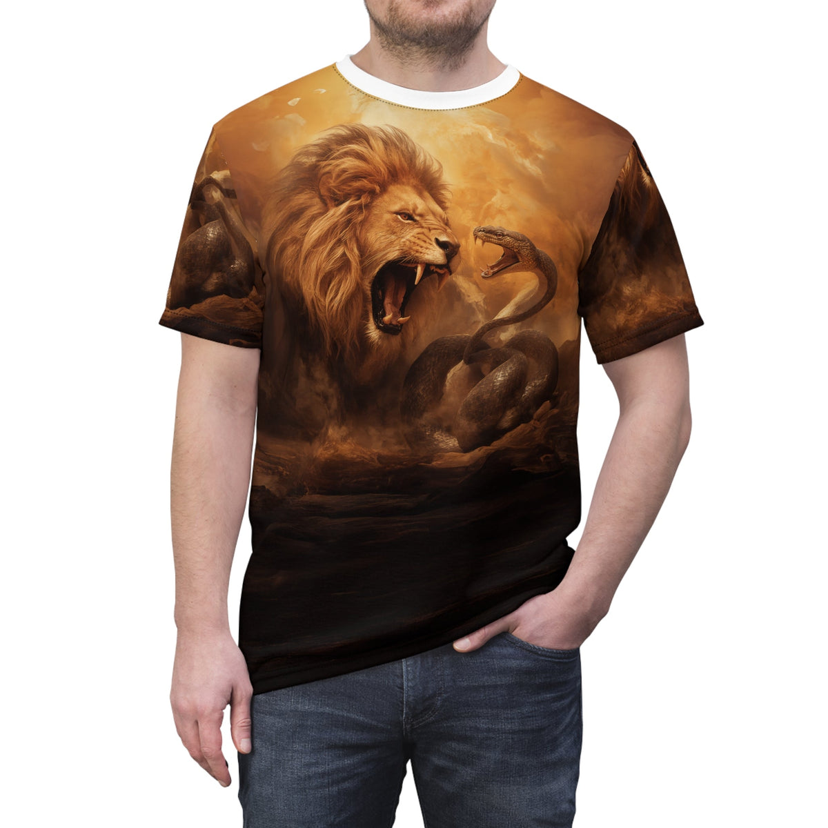 🦁 Clash of Kings – Lion vs Serpent T-Shirt - ART OF ROYALS